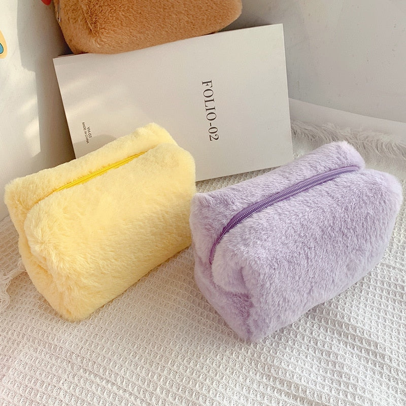 Warm Winter Fur Makeup Bag
