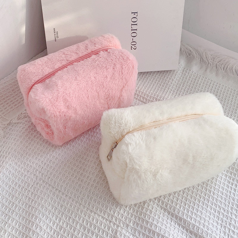 Warm Winter Fur Makeup Bag