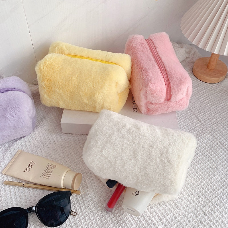 Warm Winter Fur Makeup Bag