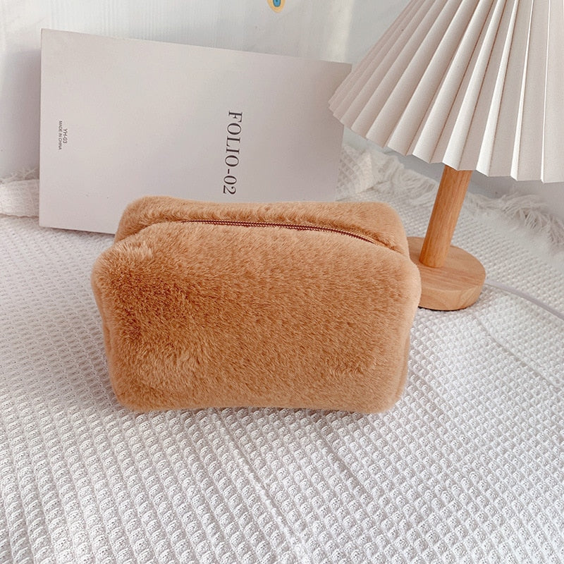 Warm Winter Fur Makeup Bag